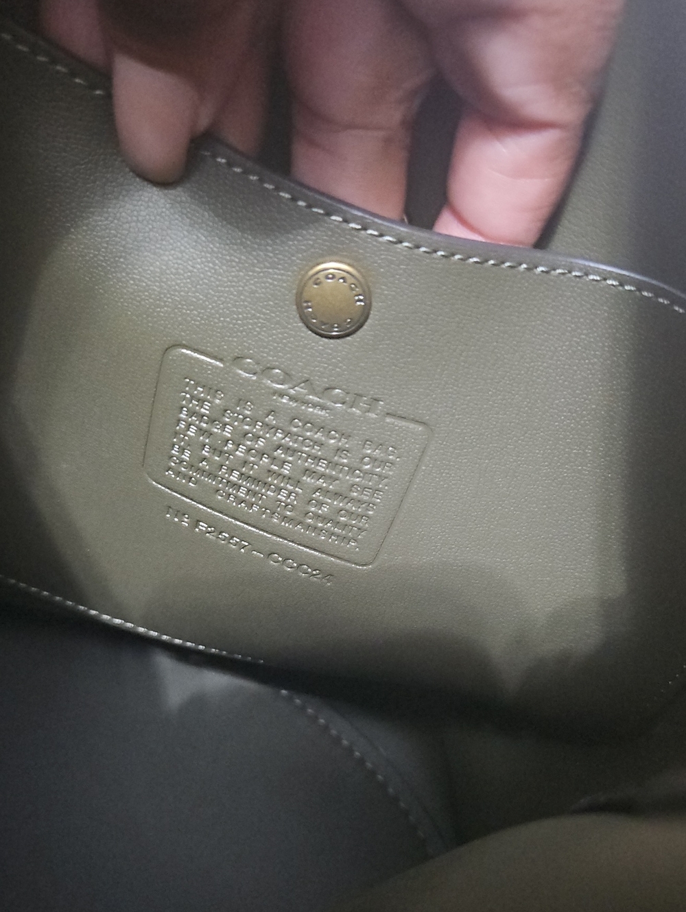 Coach Bleeker Olive Green Suede Shoulder Bucket Bag with Wristlet - Picture 6 of 13